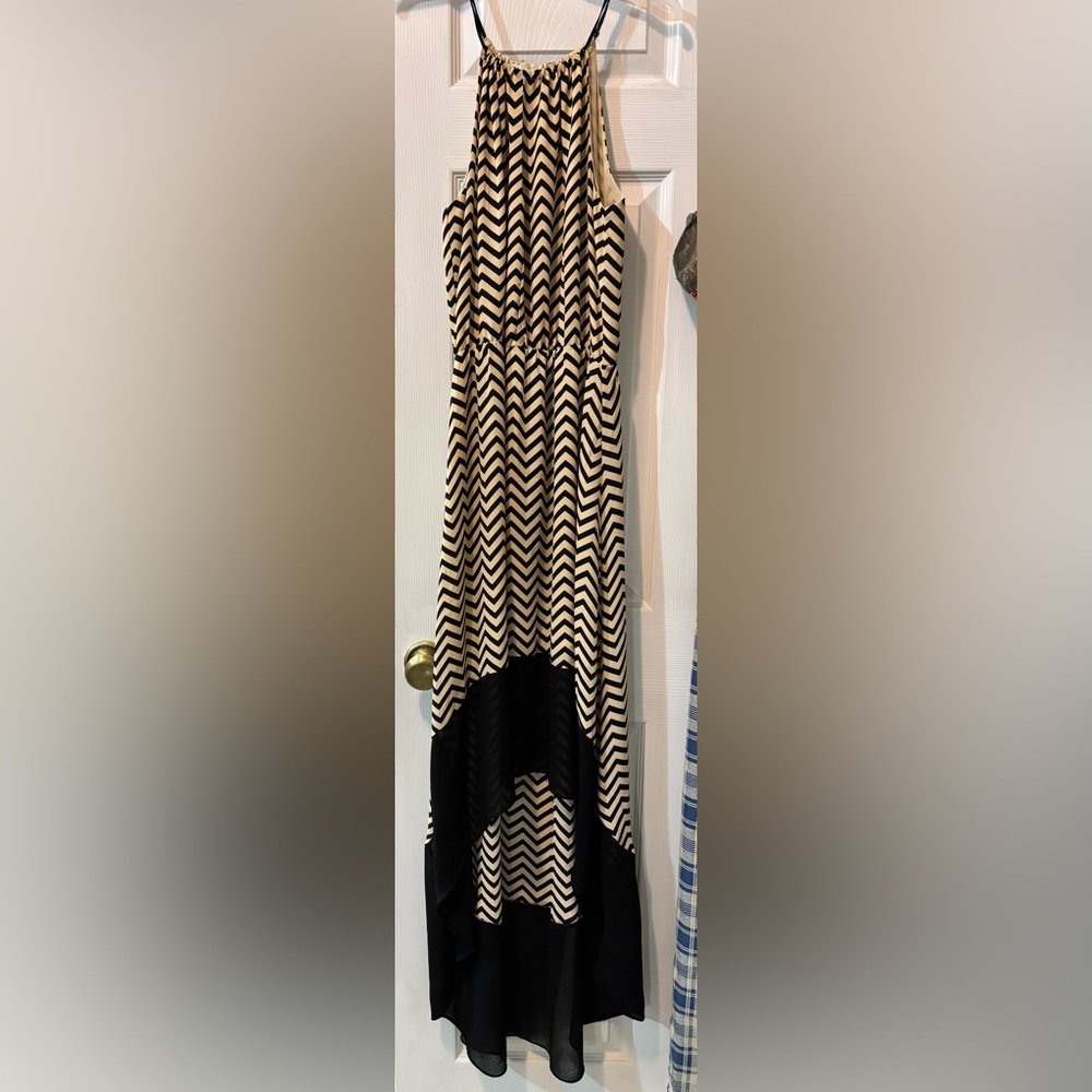 Sugarlips Black and Cream High-Low Dress